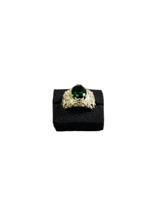 10K Solid Gold 3 Gemstones Man Ring