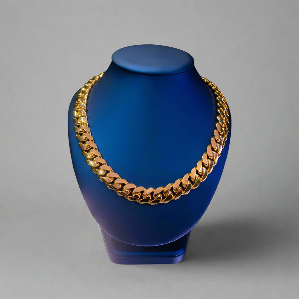 14mm Solid Gold Cuban Link Chain 14k