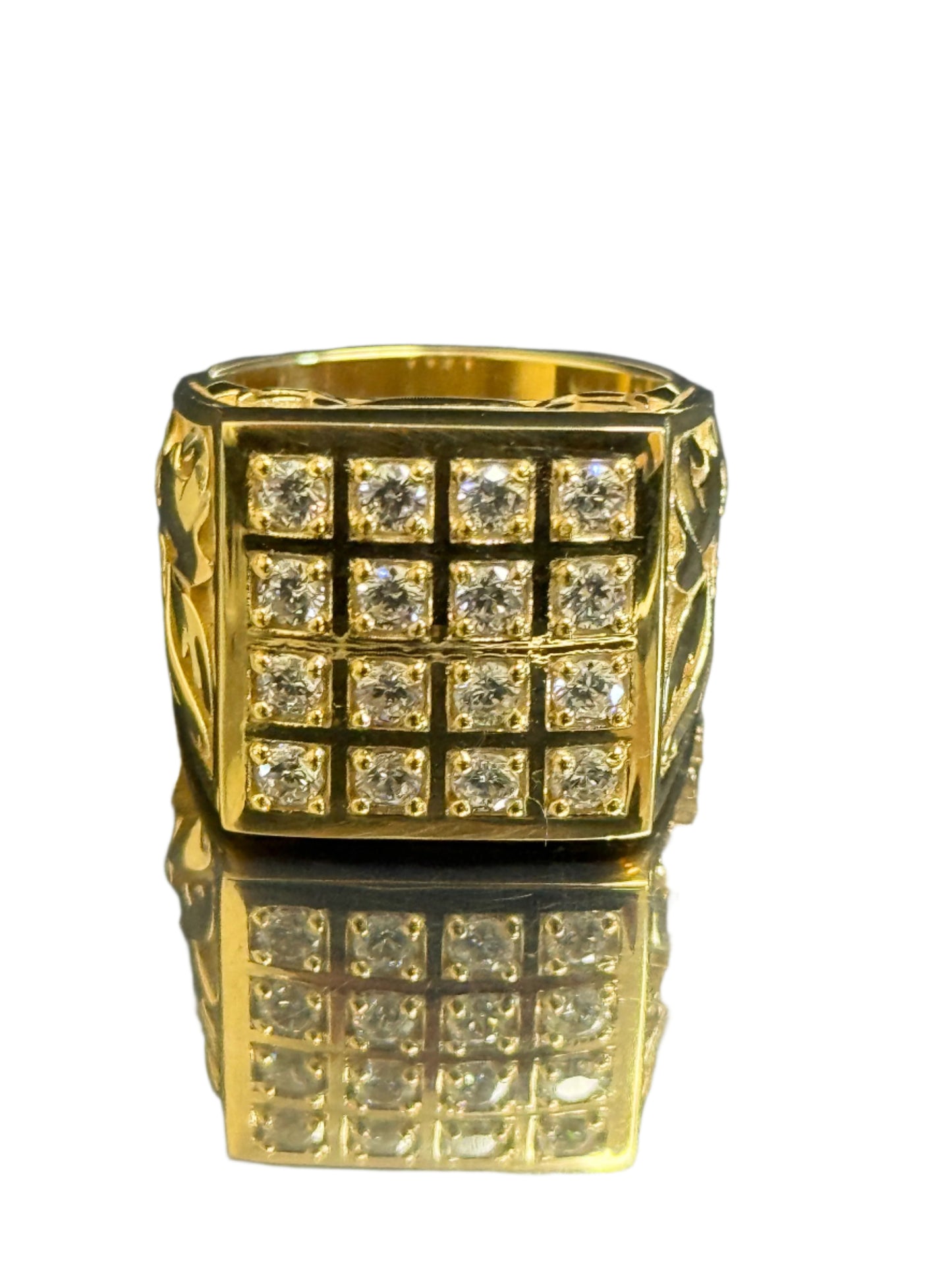 Square rosette ring 10k gold