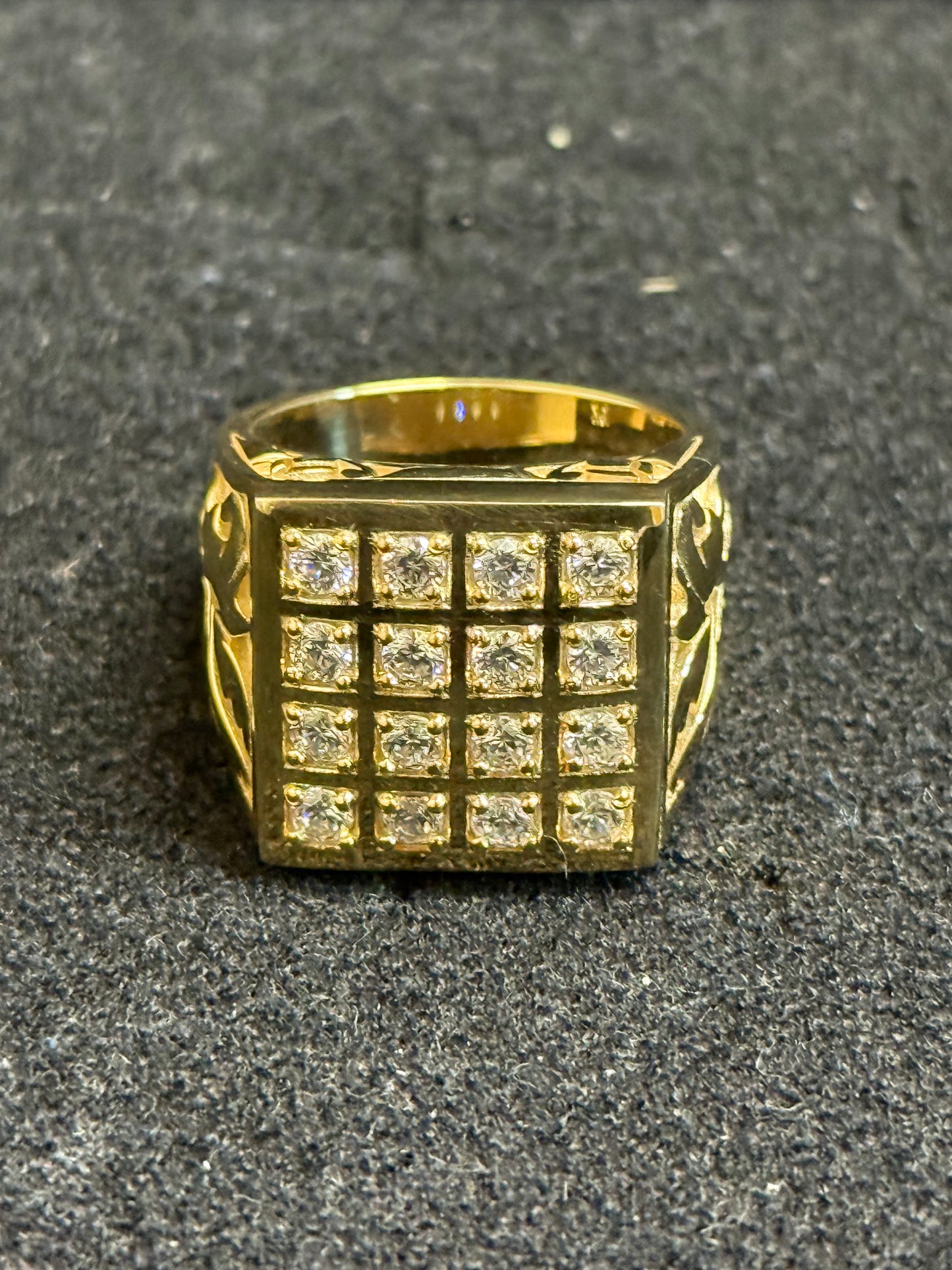 Square rosette ring 10k gold