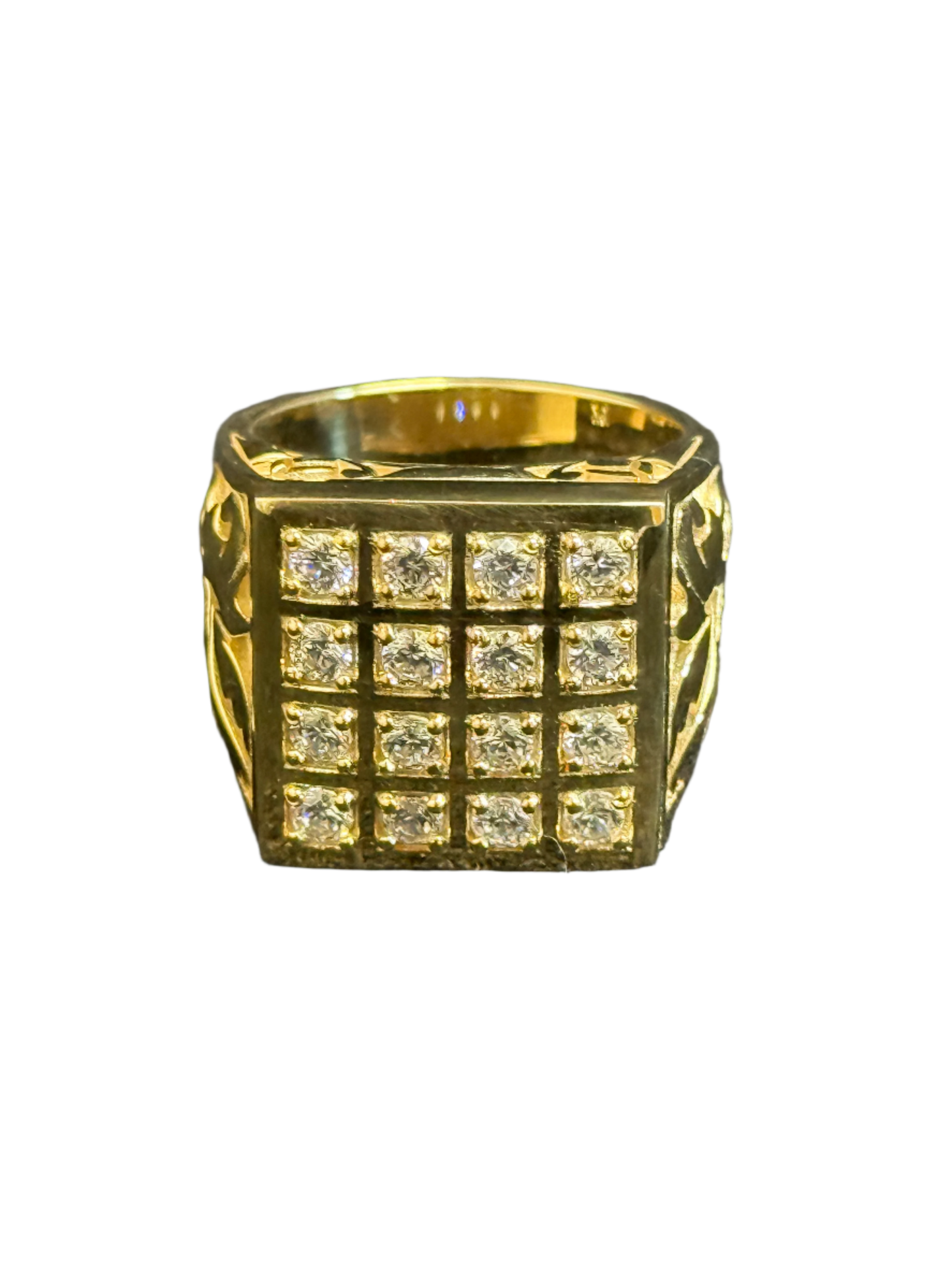 Square rosette ring 10k gold