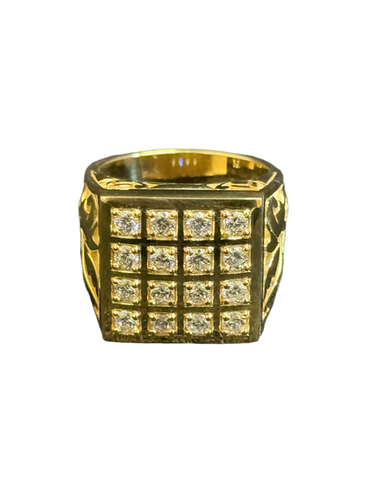 Square rosette ring 10k gold