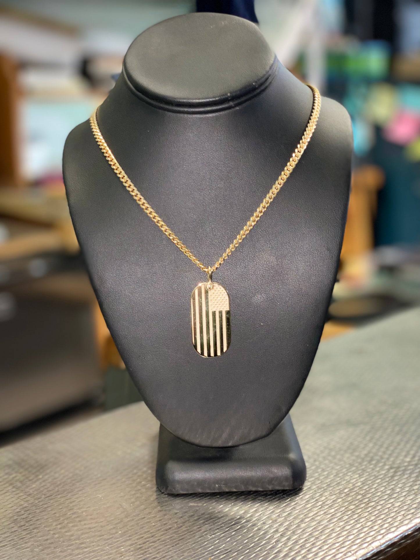 USA Flag Tag Pendant – Solid Gold Men Pendant