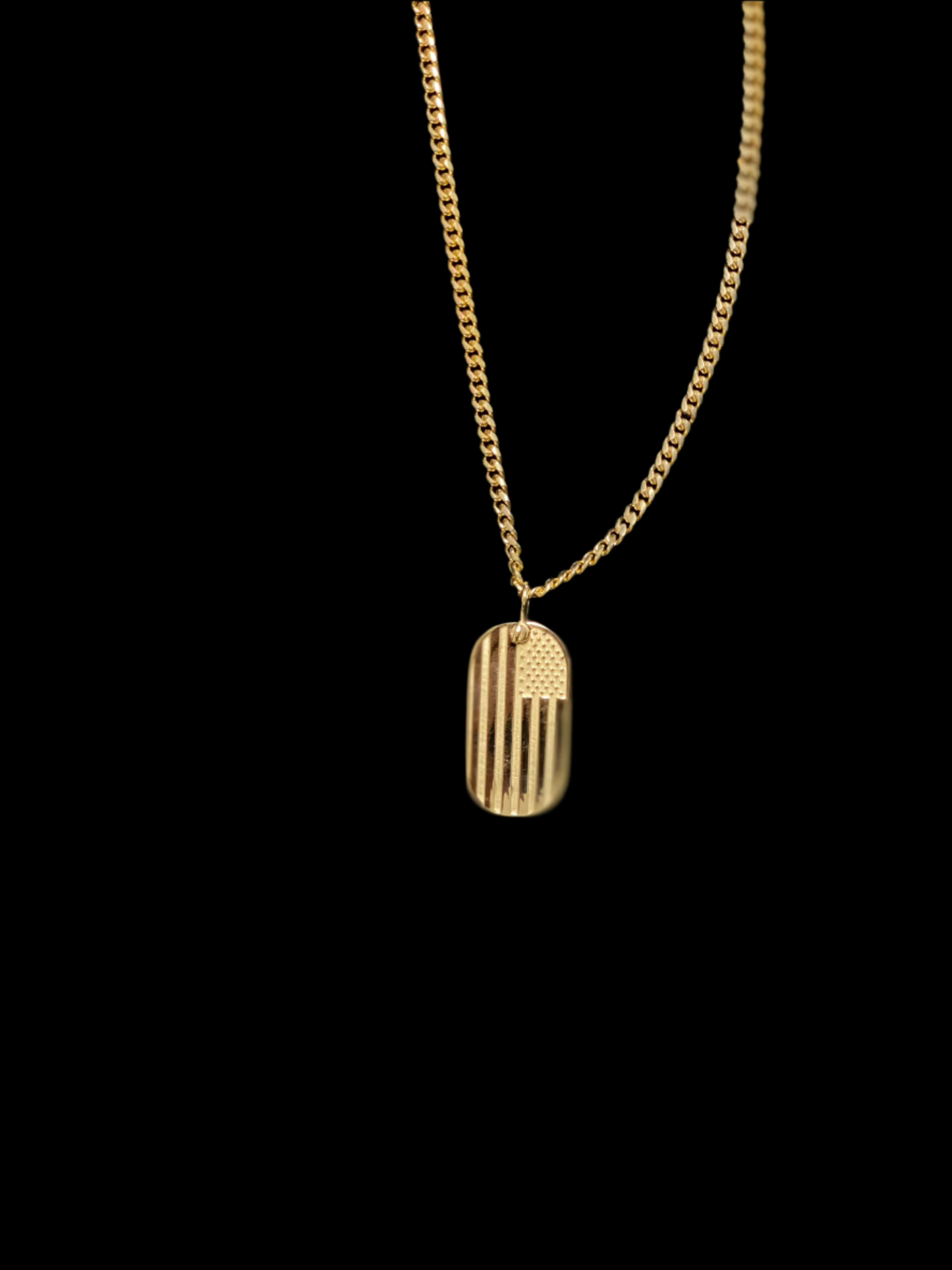 USA Flag Tag Pendant – Solid Gold Men Pendant