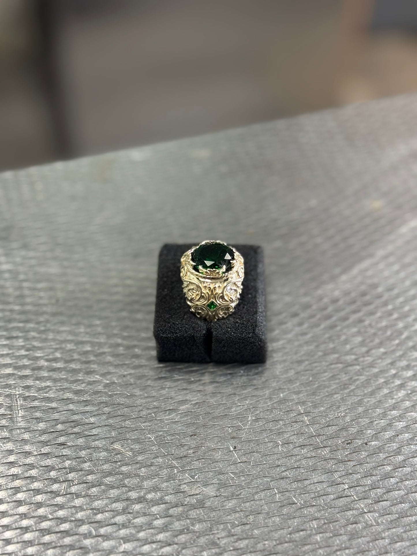 10K Solid Gold 3 Gemstones Man Ring