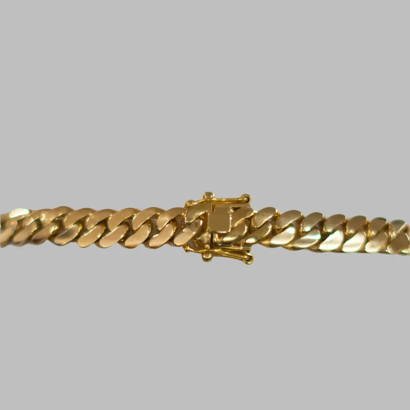 7mm 14K Solid Gold Cuban Link Chain