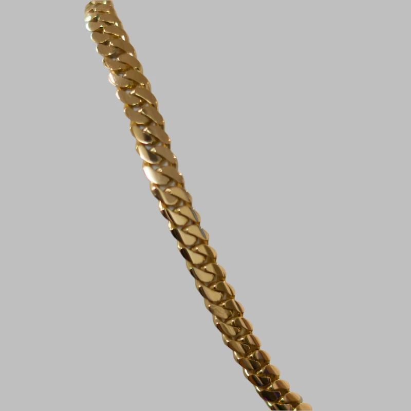 7mm 14K Solid Gold Cuban Link Chain