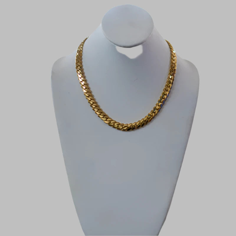 7mm 14K Solid Gold Cuban Link Chain