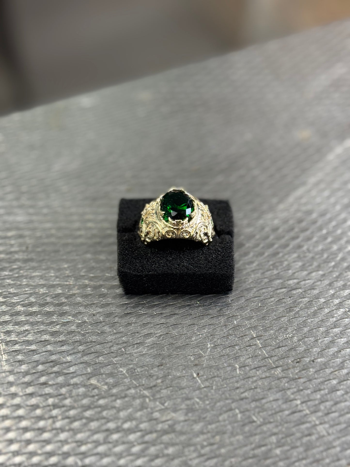 10K Solid Gold 3 Gemstones Man Ring