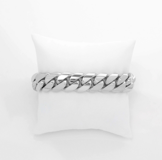 16 MM Silver Cuban Link Bracelet