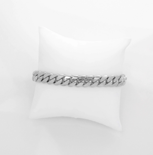 8 MM Silver Cuban Link Bracelet